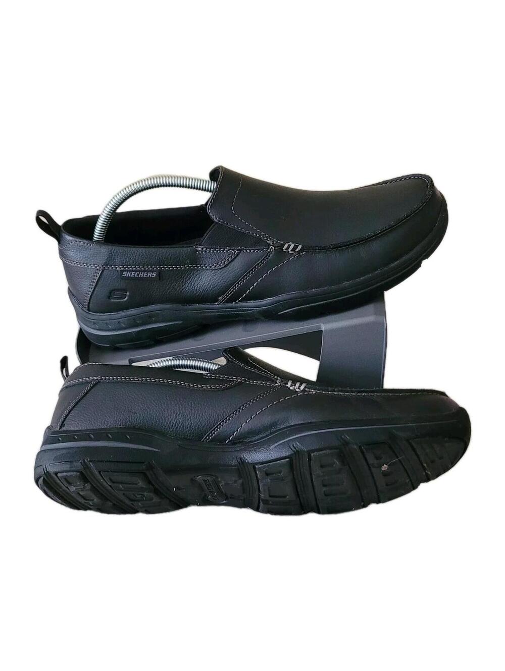 Skechers Men's Relaxed Fit Harper Forde Color Code  Black Slip-On Shoes Size 10